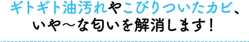 ギトギト油汚れやこびりついたカビ、いや～な匂いを解消します！