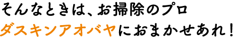 そんなときは、お掃除のプロ ダスキンアオバヤにおまかせあれ！